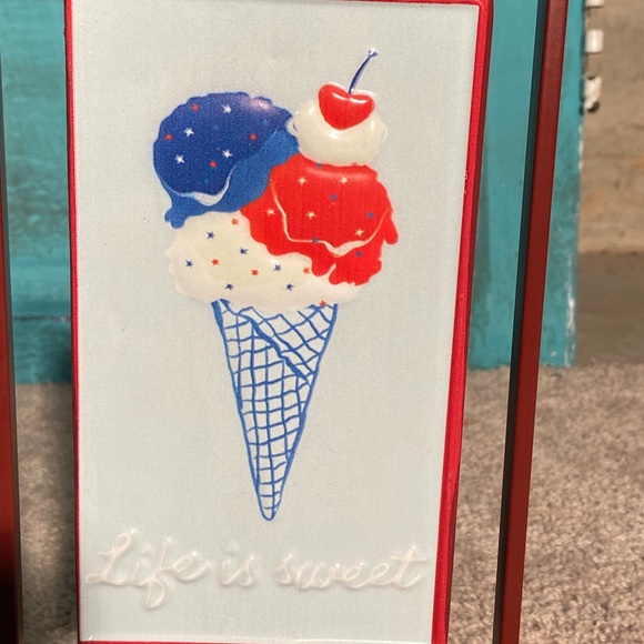 BNWT 4th of July decor. 16” tall, 6” wide, metal, flippable sign. Super cute! - Picture 3 of 5